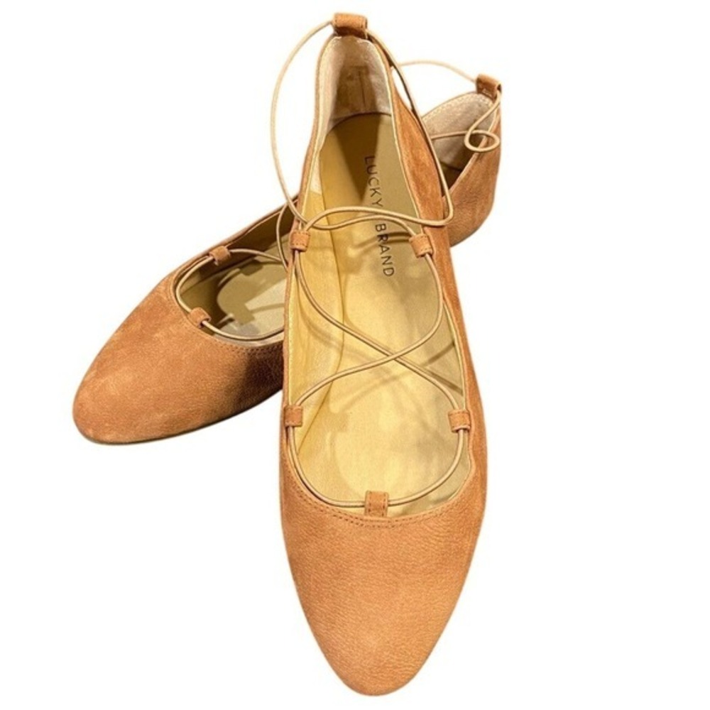 Lucky‎ Brand Lace Up Ballet Flats Pointed Toe Ankle Tie Shoes